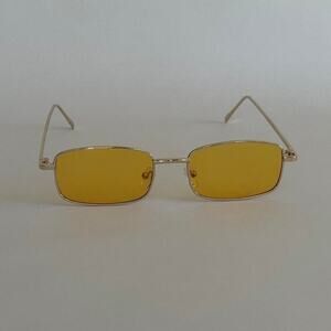 Y2K Retro Square Sunglasses – Small Frame Yellow Lenses, Unisex, UVA UVB, New
